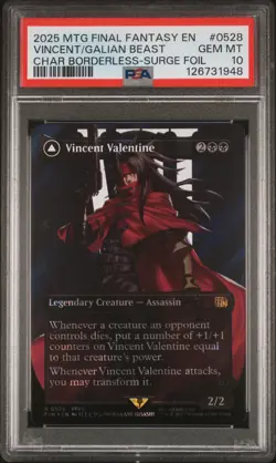 2025 MTG FINAL FANTASY SURGE FOIL GALIAN BEAST/VINCENT VALENTINE PSA 10 - Image 1