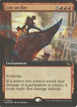 MTG City on Fire *Foil* Extended Art (363) March of the Machine 2023 NM - Image 1
