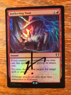 Magic the Gathering MTG foil Deflecting Swat Commander Masters signed NM - Image 1