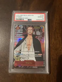 2022 ONE PIECE SHANKS ALTERNATE ART OP01-120 ROMANCE DAWN SEC PSA 10 GEM MINT - Image 1