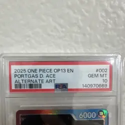 PSA 10 Portgas D. Ace 2025 One Piece CCG EN OP13-002 Alt Art Foil - Image 3