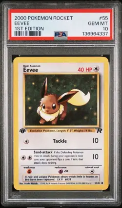 2000 Pokemon 1st Edition Team Rocket 55/82 Eevee PSA 10 GEM MINT - Image 1