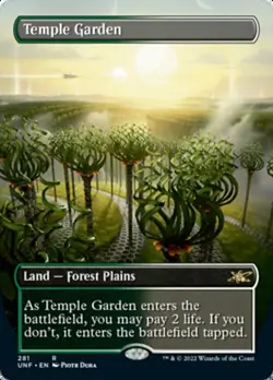 1x MTG Temple Garden - Foil - Borderless Near Mint, English - Unfinity - Image 1