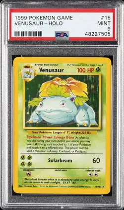 1999 POKEMON BASE SET UNLIMITED #15 VENUSAUR-HOLO PSA 9 - Image 1