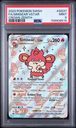2023 POKEMON SWORD & SHIELD CROWN ZENITH GG37 SIMISEAR VSTAR CROWN ZENITH PSA 9 - Image 1