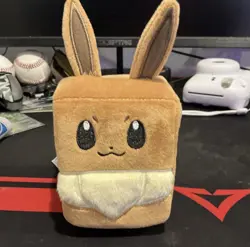 Eevee Plush Deck Box 100 ct Standard Size Pokemon TCG Flap Closure Brown - Image 1