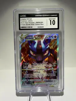 CGC 10 Lucario VSTAR SWSH291 Full Art Black Star Promo Crown Zenith ETB Pokemon - Image 1