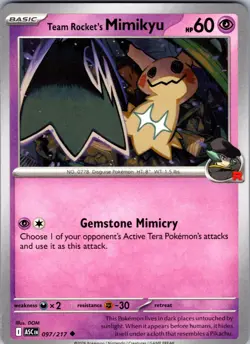 Team Rocket's Mimikyu 097/217 Uncommon Ascended Heroes Pokemon Near Mint - Image 1