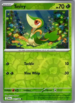 Snivy 001/086 Common Black Bolt Pokemon Reverse Holo Near Mint - Image 1