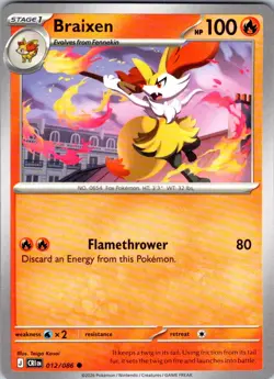 Braixen 012/086 Common Chaos Rising Pokemon Near Mint - Image 1