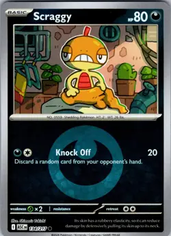 Scraggy (Energy Symbol Pattern) 134/217 Holo ASC Pokemon Reverse Holo NM - Image 1
