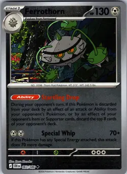 Ferrothorn 063/086 Uncommon Chaos Rising Pokemon Reverse Holo Near Mint - Image 1