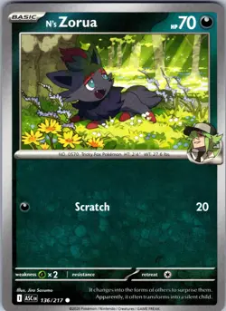N's Zorua 136/217 Common Ascended Heroes Pokemon Near Mint - Image 1