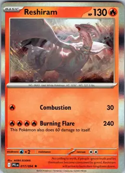 Reshiram 017/094 Rare Phantasmal Flames Pokemon Holo Near Mint - Image 1