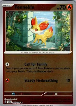 Fennekin 011/086 Common Chaos Rising Pokemon Reverse Holo Near Mint - Image 1