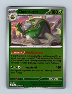 Chesnaught 007/086 Rare Chaos Rising Pokemon Reverse Holo Near Mint - Image 1