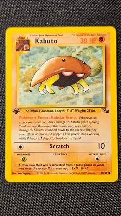 KABUTO 1st Edition 50/62 - Fossil Set 1999 WOTC Pokemon Card Lightly Played - Image 2