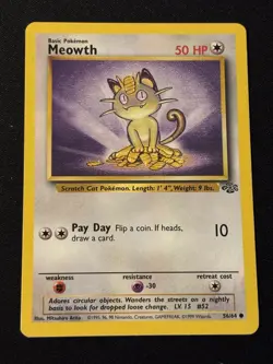 Pokemon TCG 1995 Meowth Jungle 56/64 - Image 1