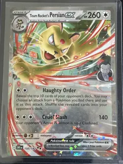 Team Rocket's Persian ex 150/182 Double Rare Destined Rivals Pokemon Near Mint - Image 1
