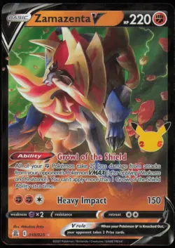 Zamazenta V 018/025 Holo V Rare Celebrations Pokemon Near Mint - Image 1