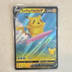 Pokemon TCG Surfing Pikachu V 008/025 Ultra Rare Holo Celebrations English - Image 1