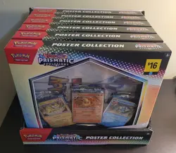 Lot (6) Pokemon Prismatic Evolutions Poster Collection W/display Dollar General - Image 1