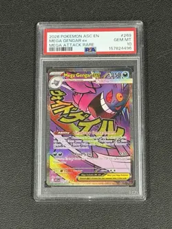 2026 POKEMON ASC EN-ASCENDED HEROES MEGA ATTACK RARE #269 MEGA GENGAR EX PSA 10 - Image 1