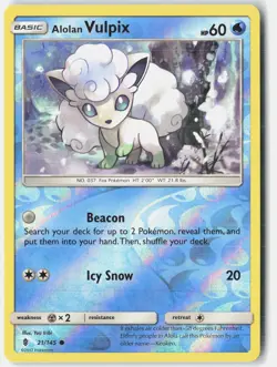 Alolan Vulpix 21/145 Common Guardians Rising Pokemon Reverse Holo Near Mint - Image 1