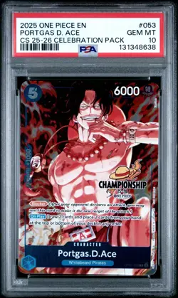 2025 ONE PIECE CS 25-26 CELEBRATION PACK OP07-053 PORTGAS D ACE PROMO PSA 10 - Image 1