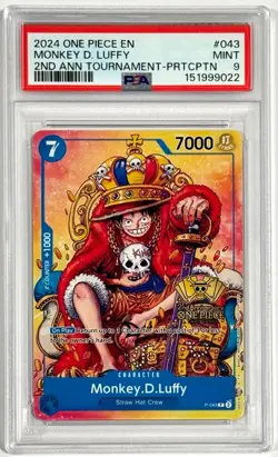 2024 One Piece Monkey D. Luffy Promo 2nd Anniversary P-043 PSA 9 English - Image 1