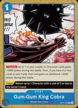 GUM-GUM KING COBRA OP11-059 COMMON A FIST OF DIVINE SPEED ONE PIECE NM - Image 1