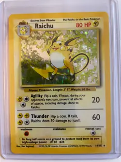 1999 Pokemon Raichu 14/62 Fossil Holo Unlimited Edition WOTC NM - Image 1