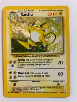 1999 Pokemon Raichu 14/62 Fossil Holo Unlimited Edition WOTC NM - Image 3