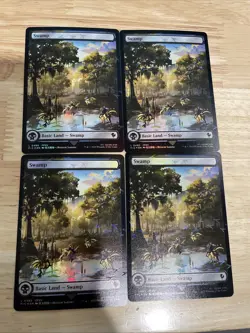 4x x4 MTG Swamp Chocobo Track Foil #0480 Commander: Final Fantasy NM/M - Image 1