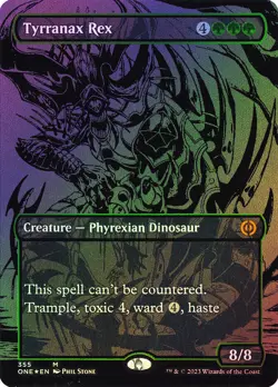 MTG OIL SLICK FOIL Tyrranax Rex Borderless - Phyrexia: All Will Be One #355 - Image 1