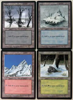 Vintage MTG Snow-Covered Land Lot x4 Ice Age Old Border LP Magic The Gathering - Image 1