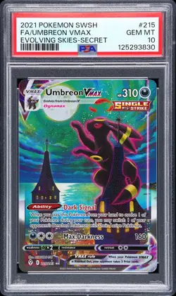 2021 POKEMON SWORD & SHIELD EVOLVING SKIES SECRET FULL ART/UMBREON VMAX PSA 10 - Image 1