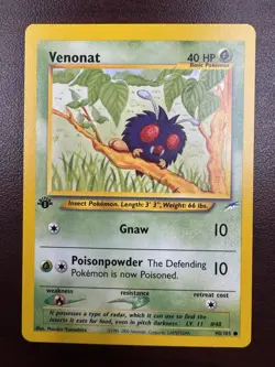 90/105 Venonat - Neo Destiny 1st Edition Ed Pokemon Card - Light Played - Image 1
