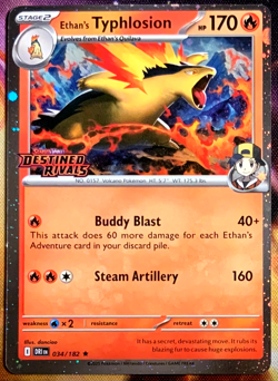 Pokemon Destined Rivals Ethan's Typhlosion Stamped Promo 34/182 - Image 1