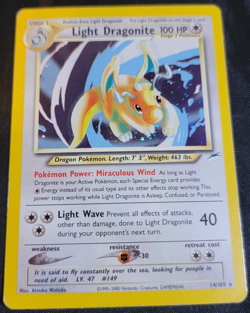 Holo Foil Light Dragonite # 14/105 Neo Destiny Set Pokemon Trading TCG Cards MP - Image 1