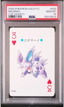 PSA10 2000 POKEMON GOLD VERSION PLAYING CARDS 033 NIDORINO 3 OF HEARTS POP4 - Image 1