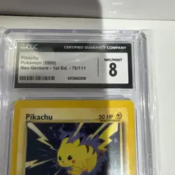 CGC 8 Pikachu 70/111 1st Edition Neo Genesis Pokemon Card WOTC Vintage - Image 3