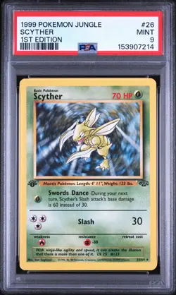 1999 POKEMON JUNGLE 1ST ED #10 SCYTHER PSA 9 - Image 1