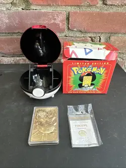 Pokemon Burger King 23k Gold Plated TOGEPI - With Box, COA, And Pokeball Display - Image 1