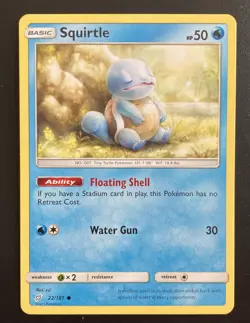 Squirtle 22/181 Pokemon Sun & Moon Team Up Pokemon Card 2019 LP - Image 1