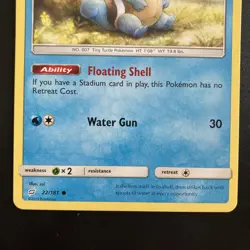 Squirtle 22/181 Pokemon Sun & Moon Team Up Pokemon Card 2019 LP - Image 3