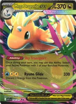 MEGA DRAGONITE EX 152/217 DOUBLE RARE ASCENDED HEROES POKEMON HOLO NEAR MINT - Image 2
