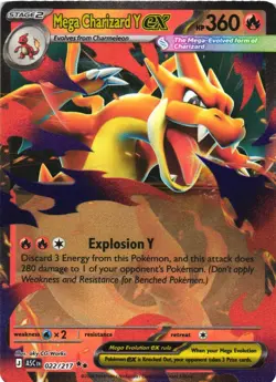 MEGA CHARIZARD Y EX 022/217 DOUBLE RARE ASCENDED HEROES POKEMON HOLO NEAR MINT - Image 2