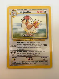 Pidgeotto 22/102 Rare Base Set Unlimited Pokemon Lightly Played - Image 1