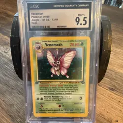 CGC 9.5 MINT+ Venomoth 1st Edition Holo Jungle 13/64 1999 Pokemon Card - Image 1